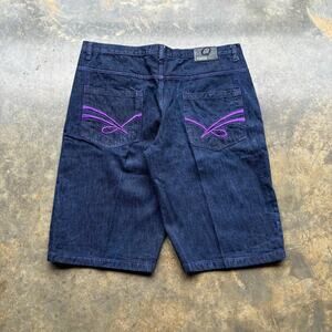 Baggy Y2K Purple‎ Embroidered Dark wash Jorts